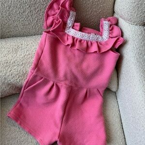Janie and Jack girls pink ruffled romper